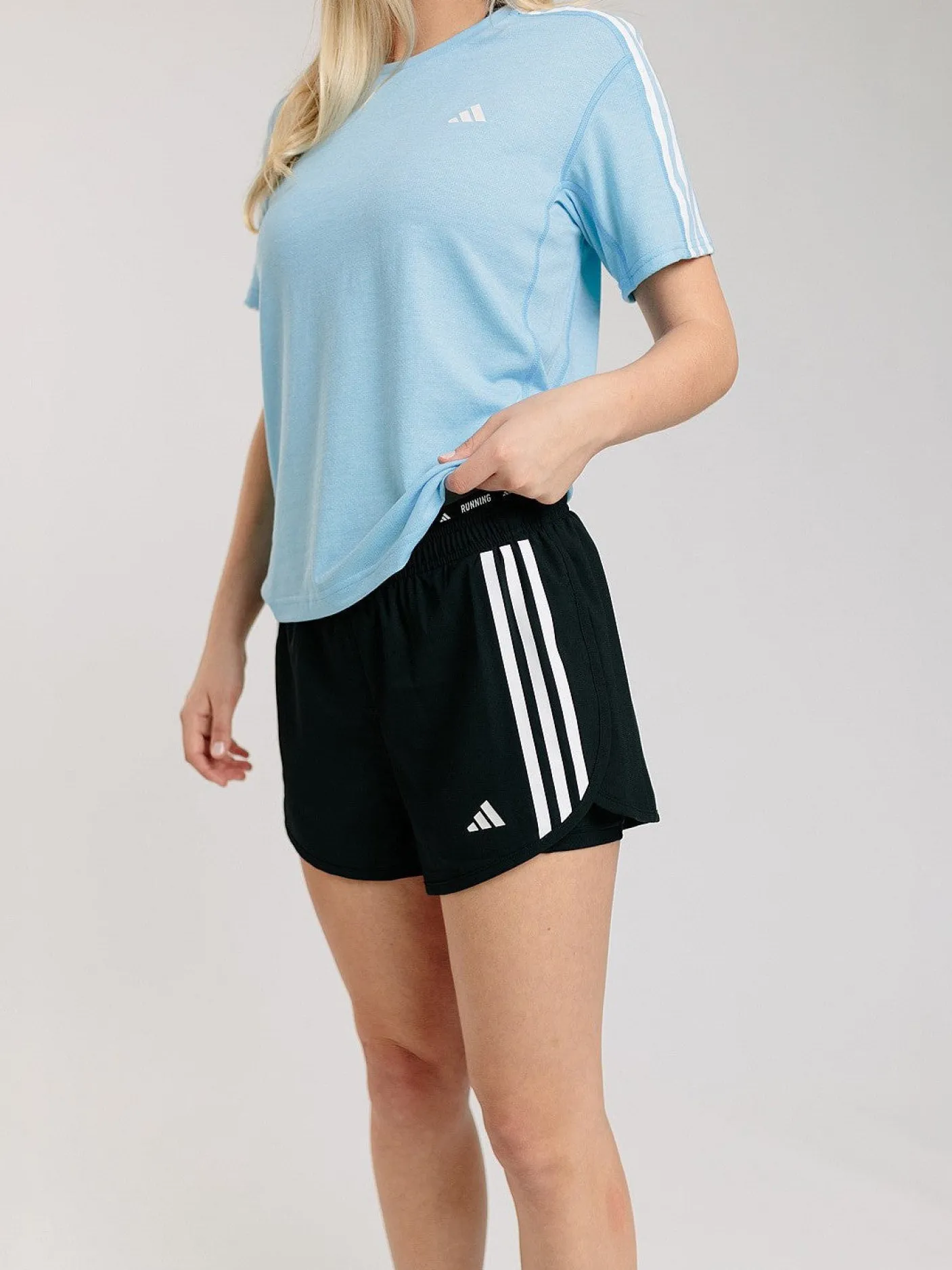 Women adidas Running|Performance-Own The Run 3-Stripe 2 in 1 Shorts