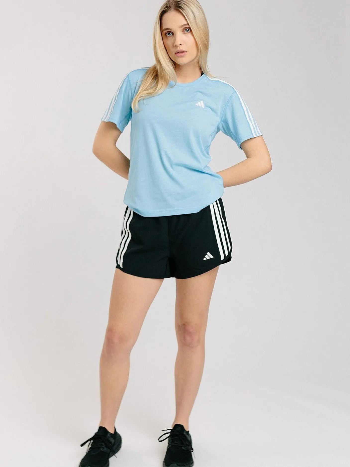 Women adidas Running|Performance-Own The Run 3-Stripe 2 in 1 Shorts