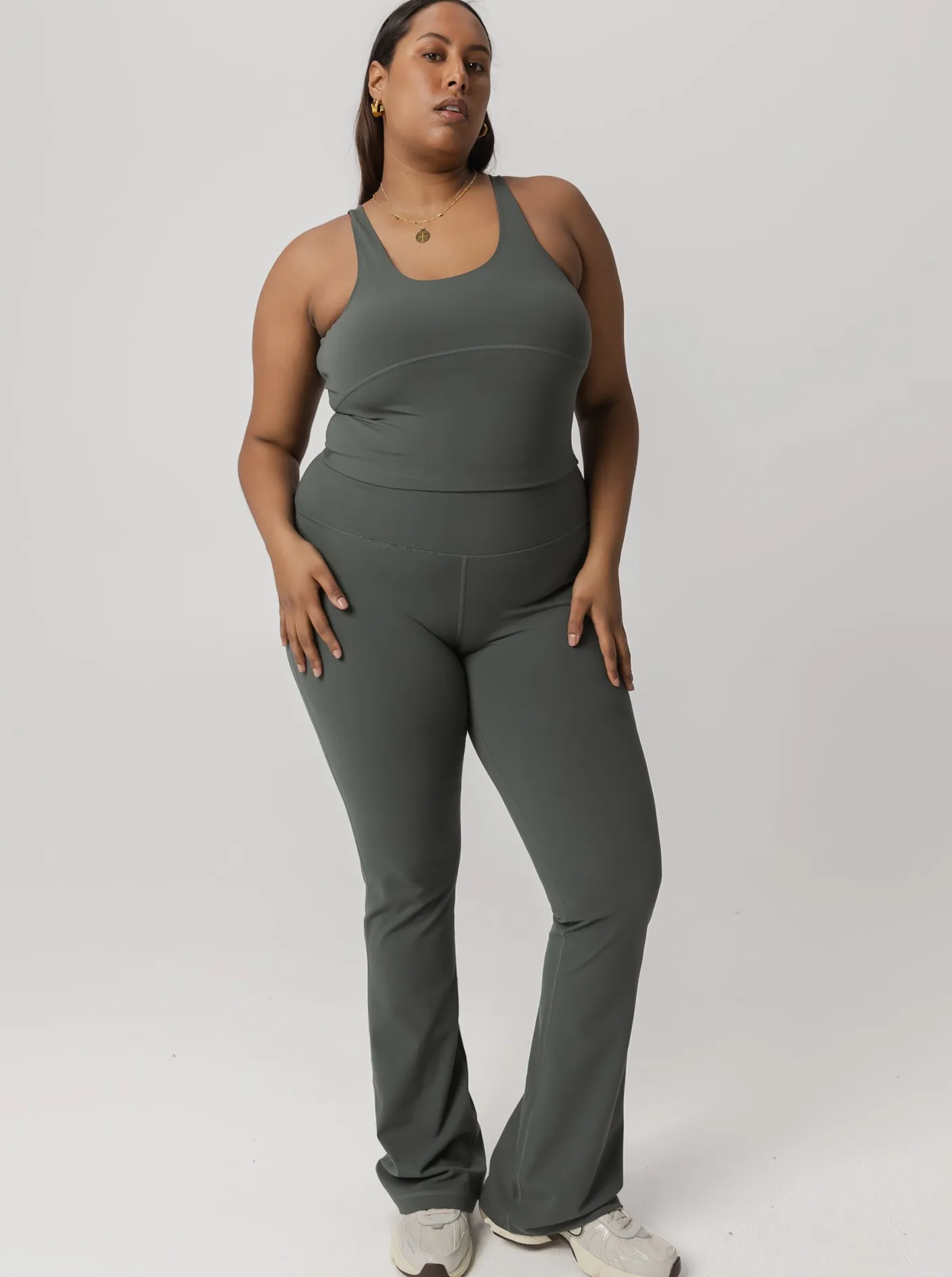 Women Taylor Sport Performance|Tights-Peached Taylor Flared Tight In Eucalyptus