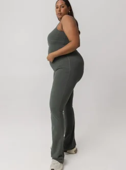 Women Taylor Sport Performance|Tights-Peached Taylor Flared Tight In Eucalyptus