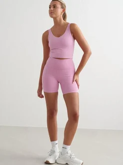 Women Aimn Shorts-Peony Pink Sense Midi Biker Shorts