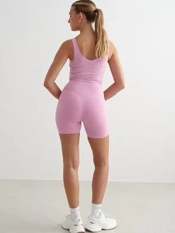 Women Aimn Shorts-Peony Pink Sense Midi Biker Shorts