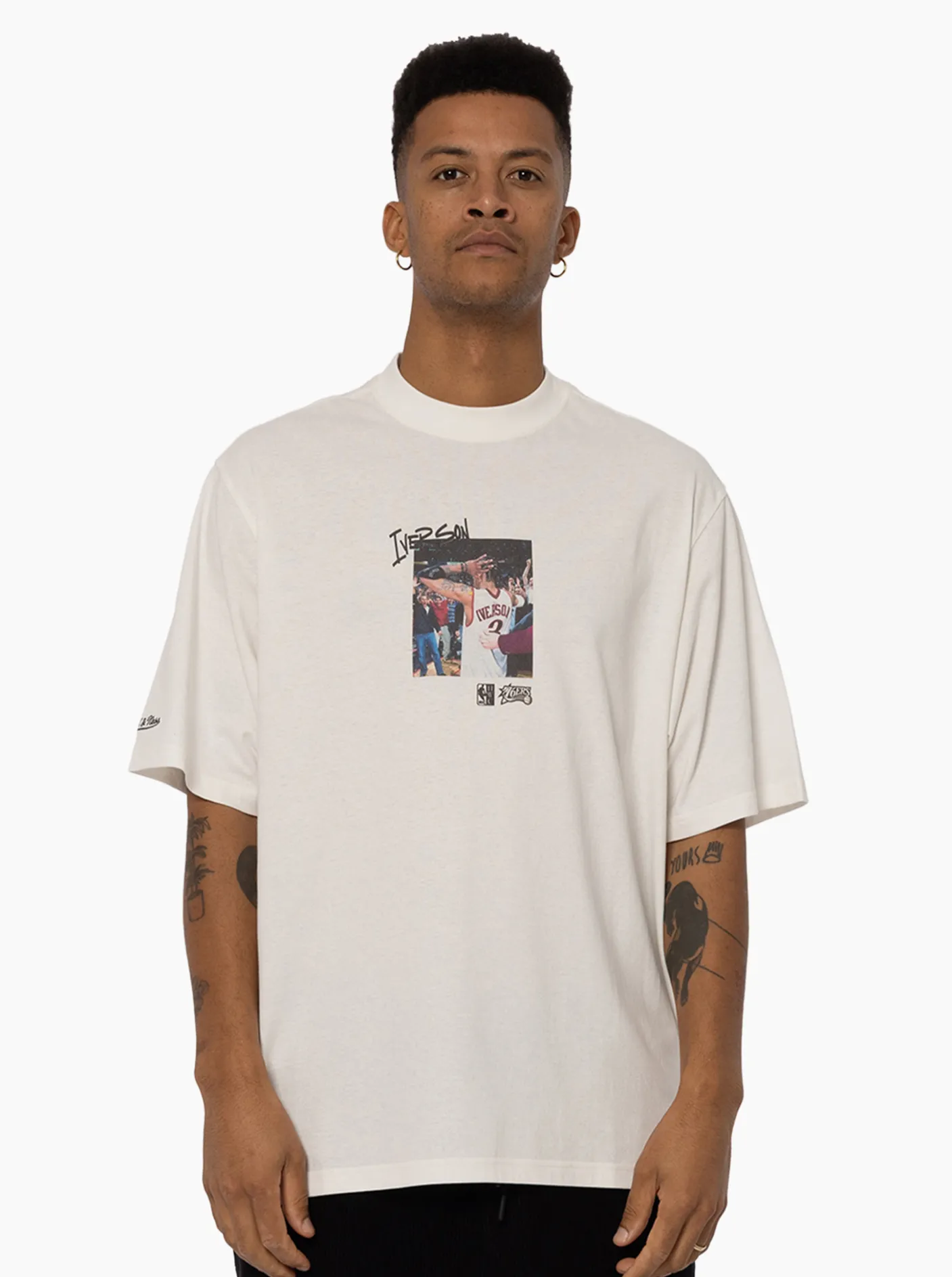 Mitchell & Ness Tees & Singlets-Philadelphia 76ers Allen Iverson Pre & Post Game T-Shirt
