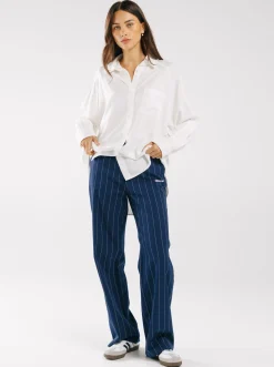 Women adidas Originals Pants & Sweats-Pinstripe Twill Loose Trousers