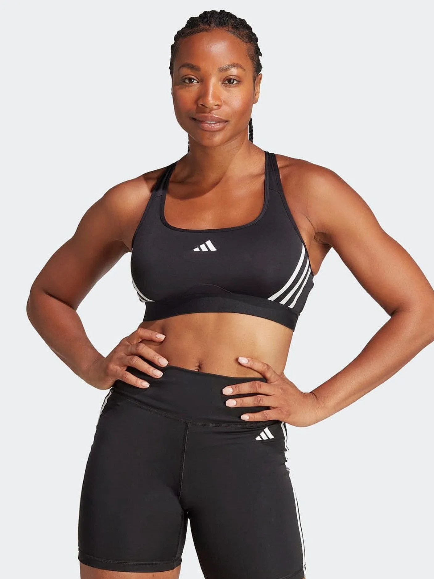 Women adidas Running|Sports Bras-PowerImpact Train Medium-Support 3-Stripes Bra