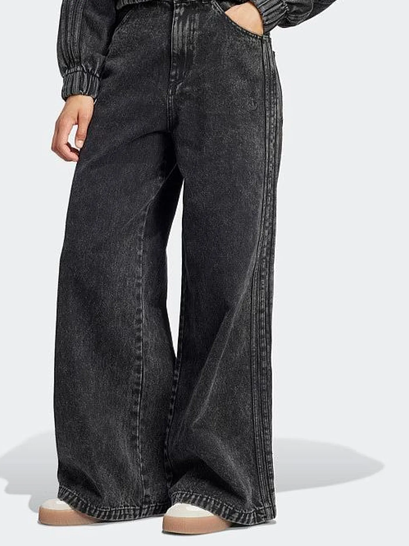 Women adidas Originals Pants & Sweats-Premium Essentials Wide Leg Denim Jeans