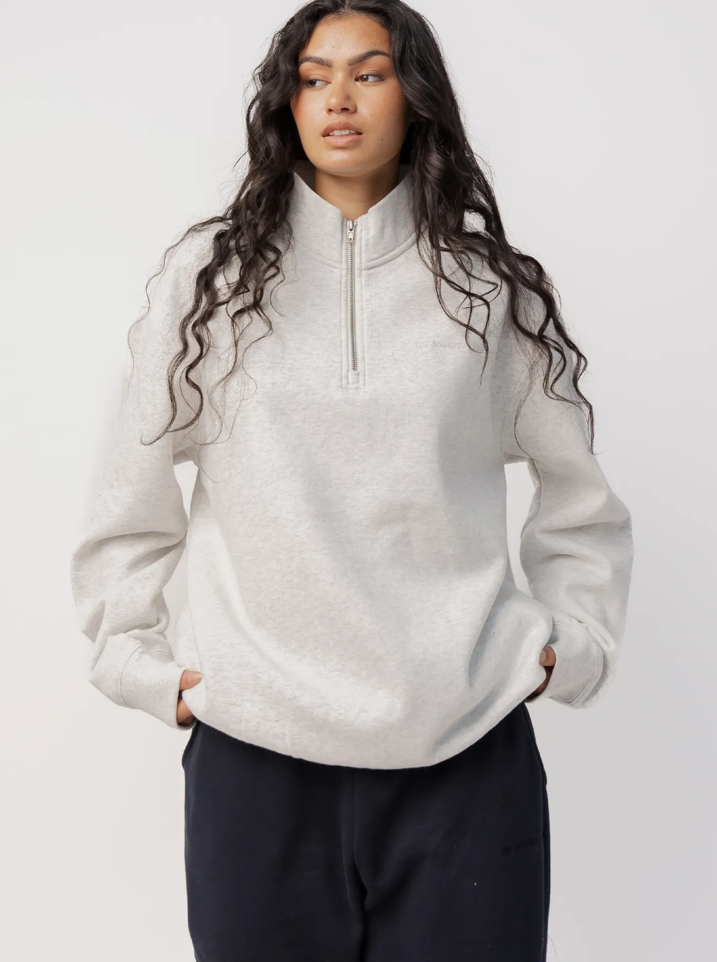 The Joggers Club Hoodies & Crews-Quarter Zip In Grey Marle