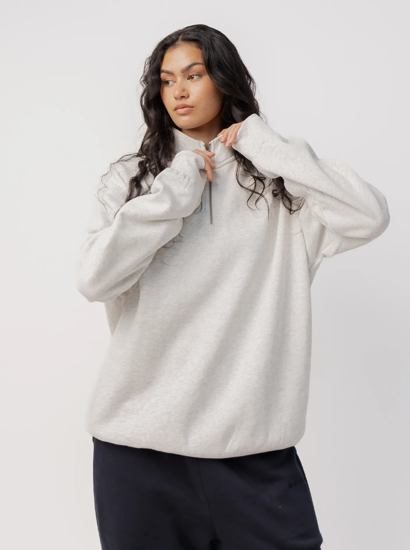 The Joggers Club Hoodies & Crews-Quarter Zip In Grey Marle