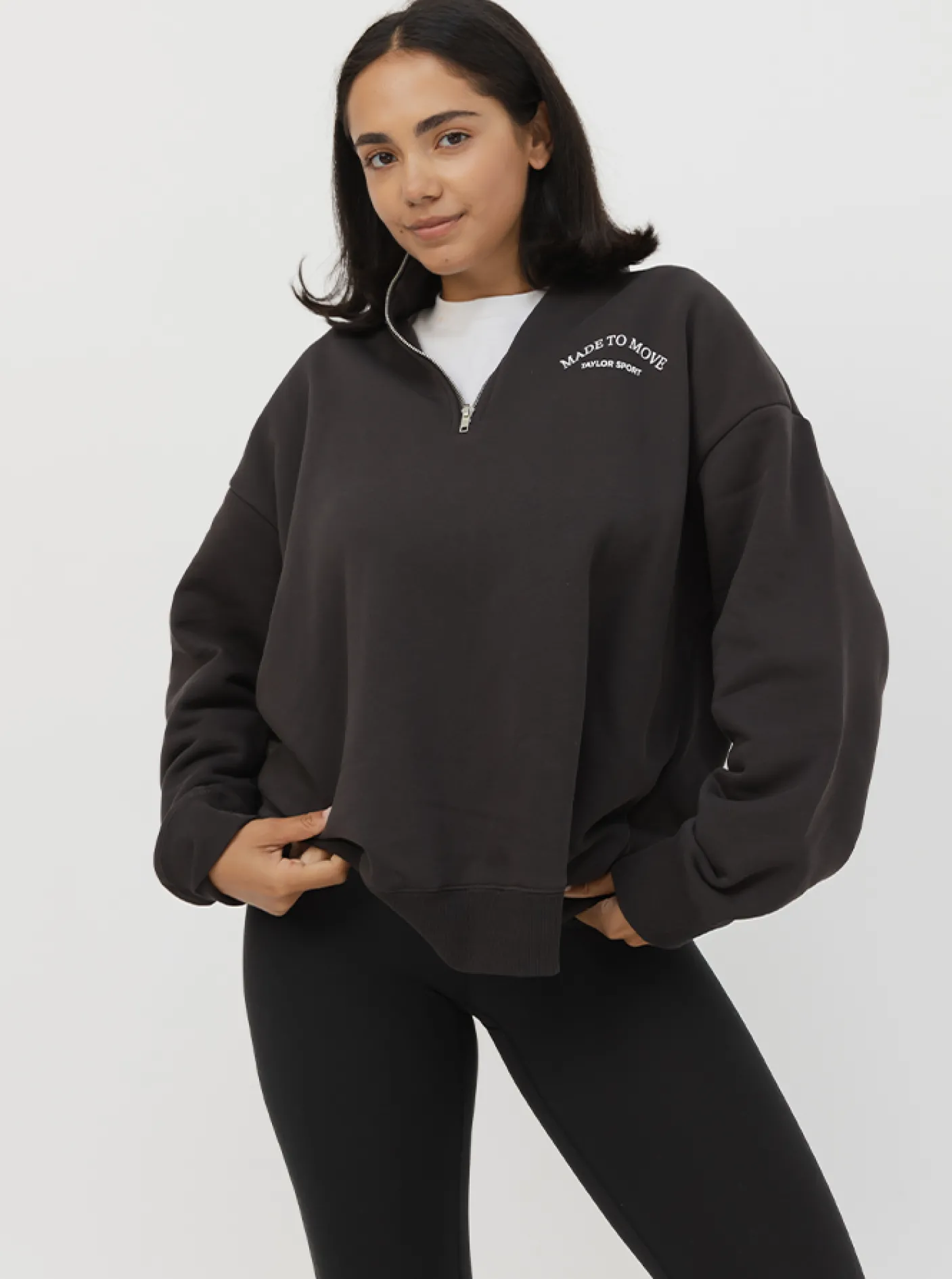 Women Taylor Sport Performance|Hoodies & Crews-Quarter Zip In Pepper