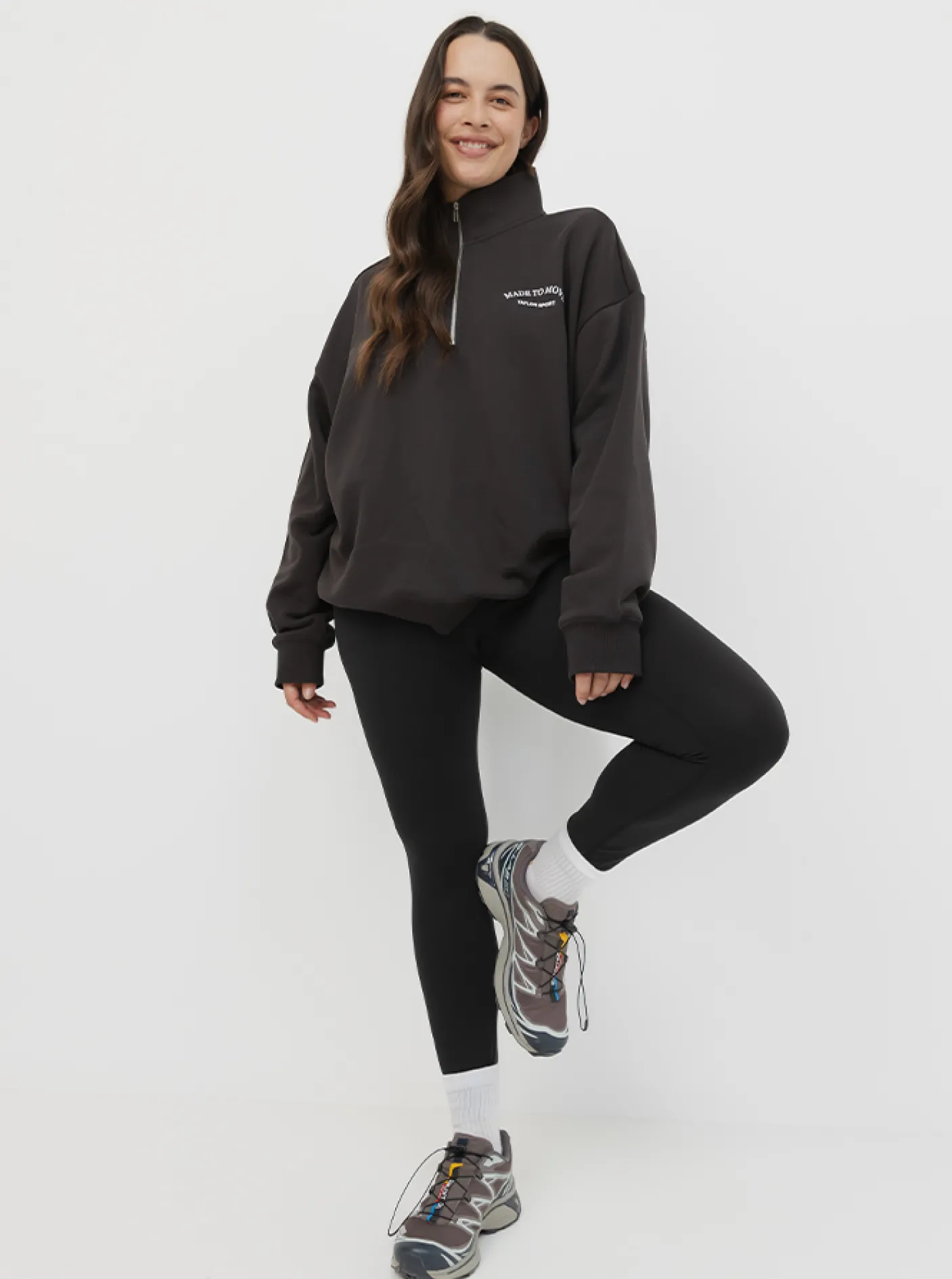 Women Taylor Sport Performance|Hoodies & Crews-Quarter Zip In Pepper