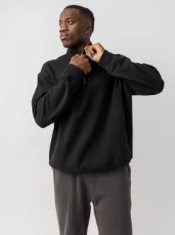 The Joggers Club Hoodies & Crews-Quarter Zip In Solid Black