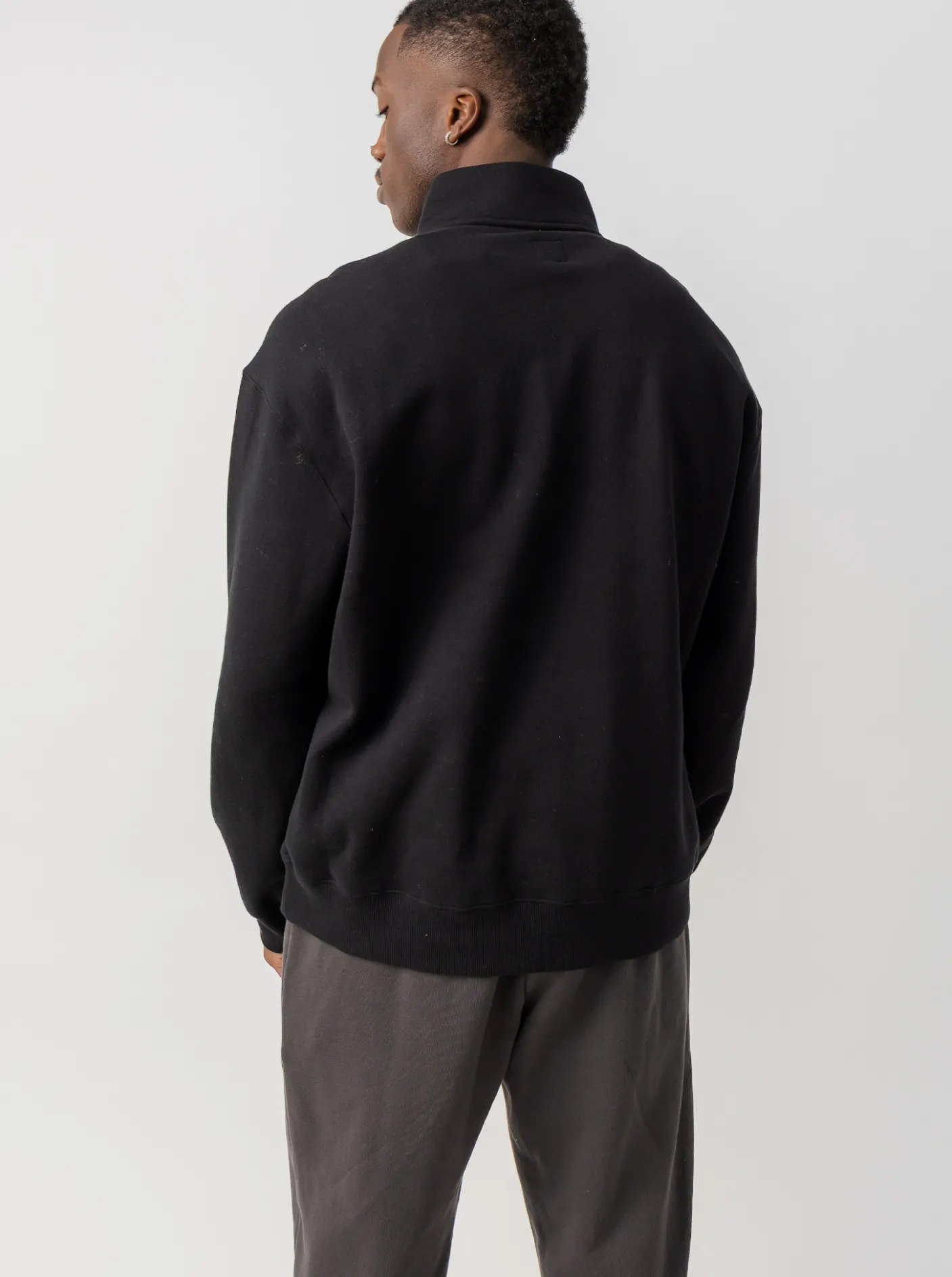 The Joggers Club Hoodies & Crews-Quarter Zip In Solid Black