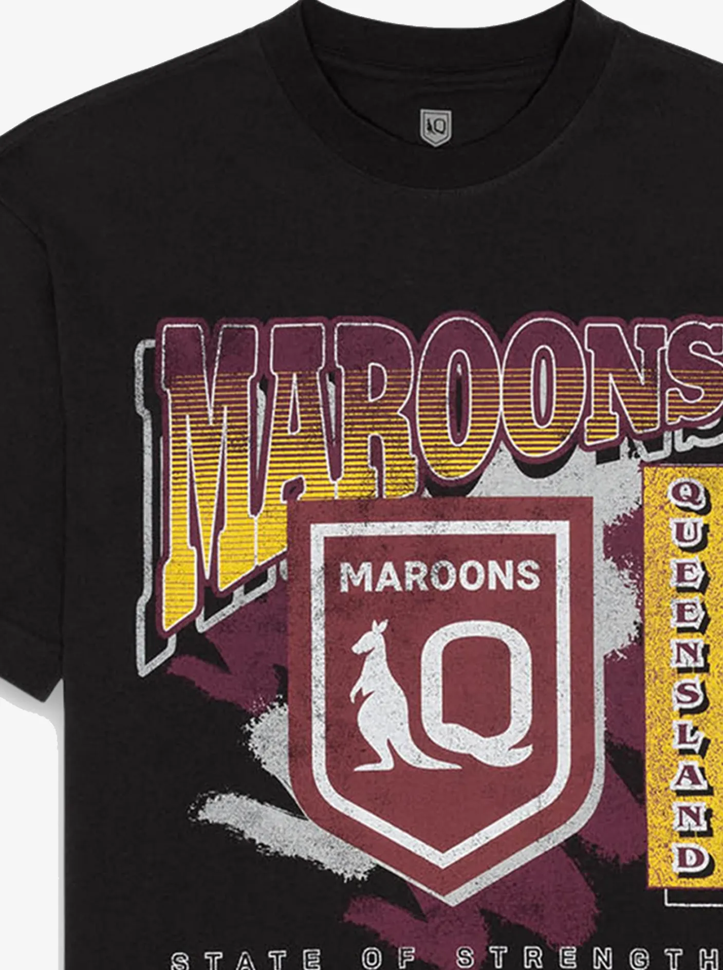 Mitchell & Ness Queensland Maroons|Tees & Singlets-Queensland Maroons Brush Off Tee
