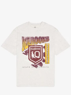 Mitchell & Ness Queensland Maroons|Tees & Singlets-Queensland Maroons Brush Off Tee