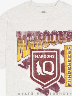 Mitchell & Ness Queensland Maroons|Tees & Singlets-Queensland Maroons Brush Off Tee