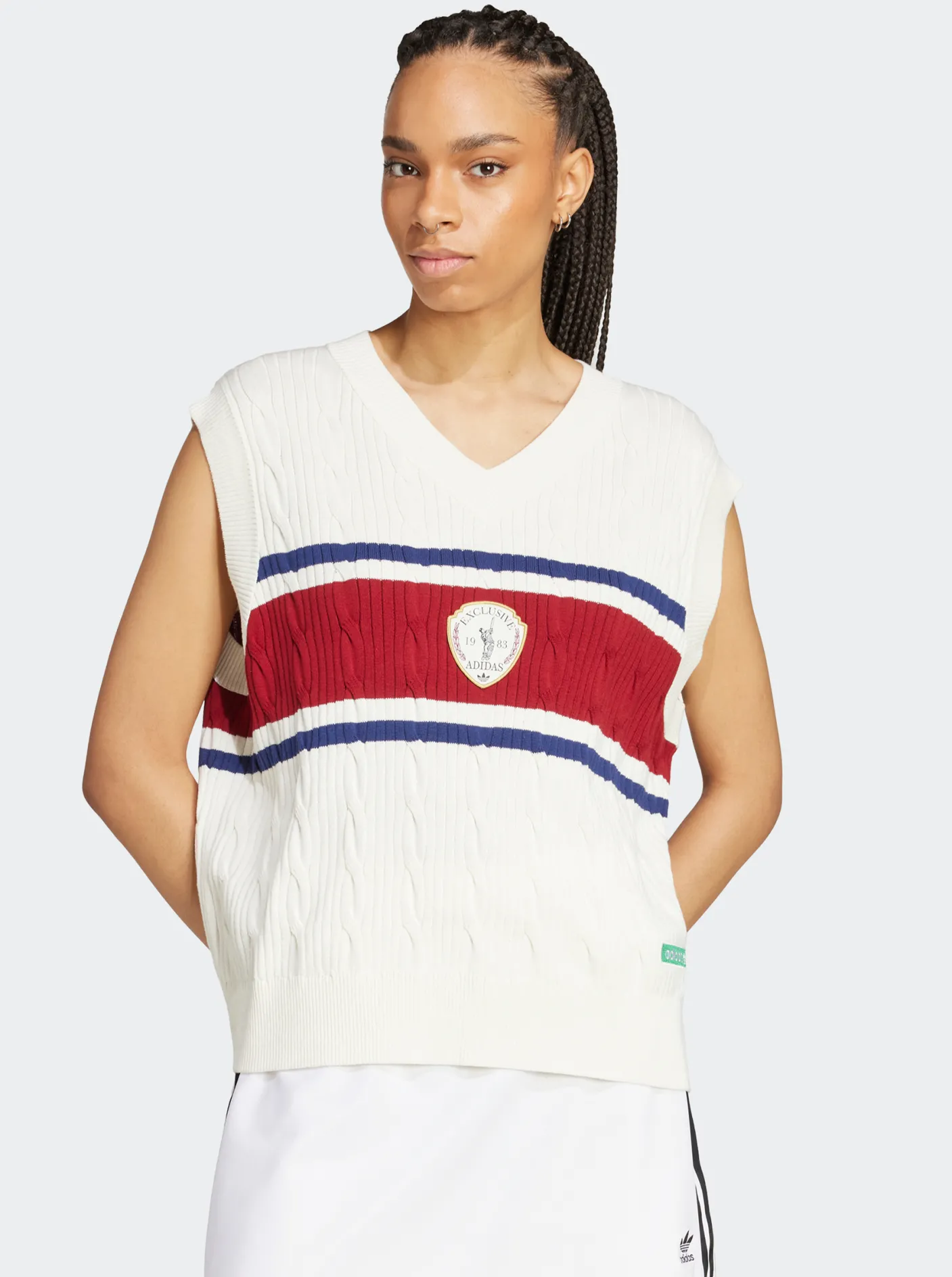 Women adidas Originals Jackets & Vests-Retro Sports Cricket-Inspired Vest