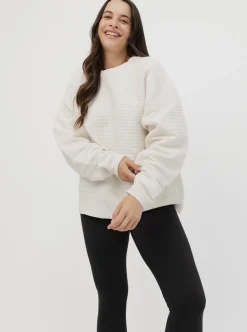 Women Taylor Sport Hoodies & Crews-Ribbed Crew In White Cream