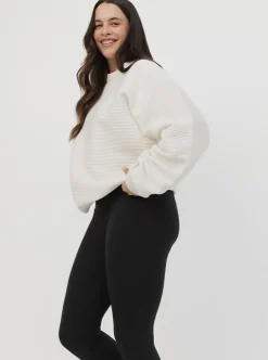 Women Taylor Sport Hoodies & Crews-Ribbed Crew In White Cream