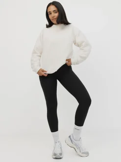Women Taylor Sport Hoodies & Crews-Ribbed Crew In White Cream
