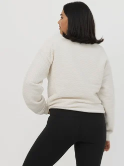 Women Taylor Sport Hoodies & Crews-Ribbed Crew In White Cream