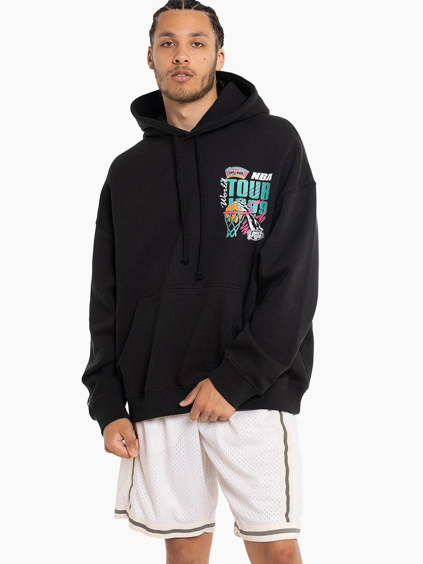 Mitchell & Ness Hoodies & Crews-San Antonio Spurs 1999 World Tour Hoodie