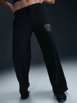 Women Nike Pants & Sweats-Sportswear Club Fleece Mid-Rise Wide-Leg Graphic Pants