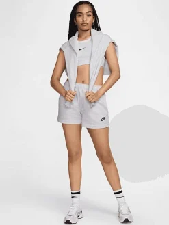 Women Nike Shorts-Sportswear Club Fleece Mid-Rise Shorts