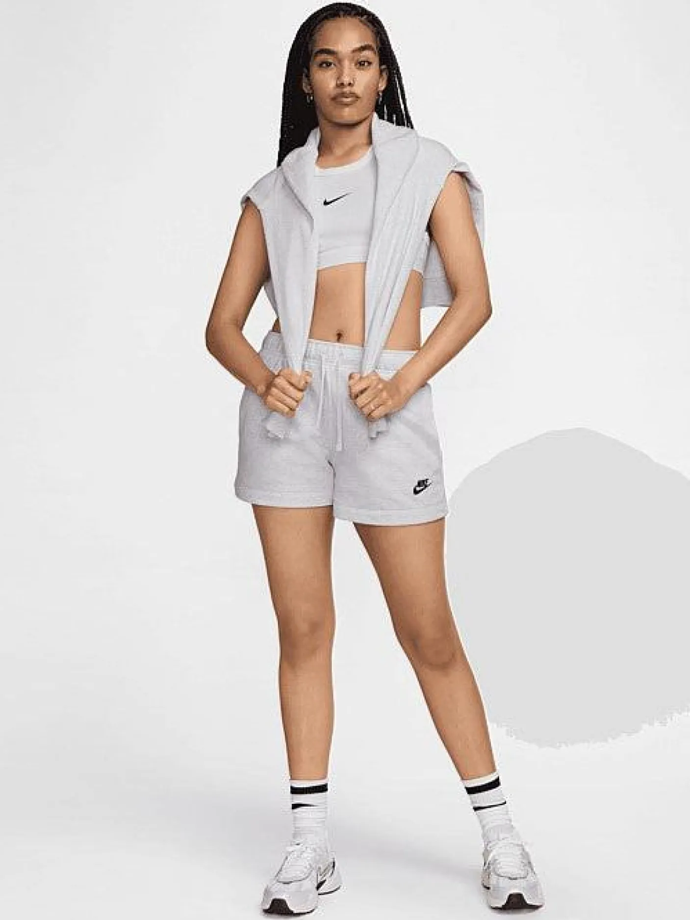 Women Nike Shorts-Sportswear Club Fleece Mid-Rise Shorts