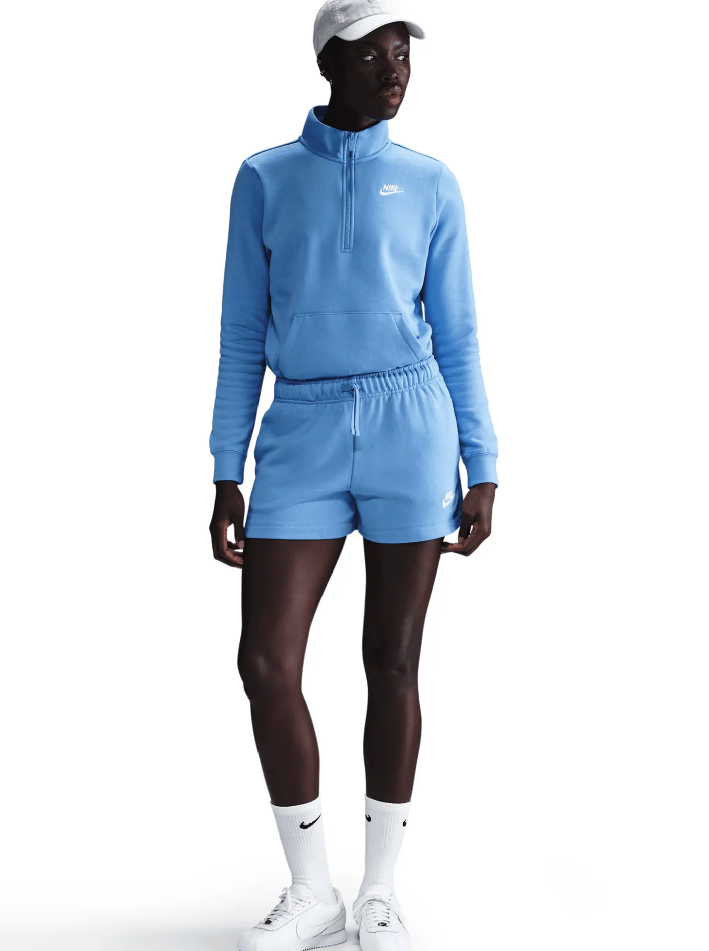 Women Nike Shorts-Sportswear Club Fleece Mid-Rise Shorts
