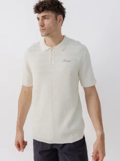 Pursuit of Happiness Polos & Shirts-Textured Knit Polo in Cream