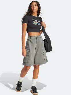 Women adidas Originals Shorts-Washed Cargo Twill Jorts