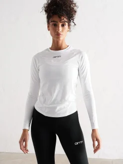Women Aimn Tees & Tanks-White Soft Basic Long Sleeve Tee