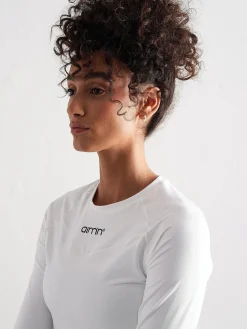 Women Aimn Tees & Tanks-White Soft Basic Long Sleeve Tee