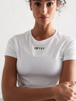 Aimn Running-White Soft Basic Short Sleeve Top